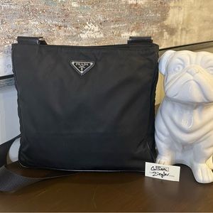 Prada Black Nylon and Leather Adjustable Crossbody Messenger Bag